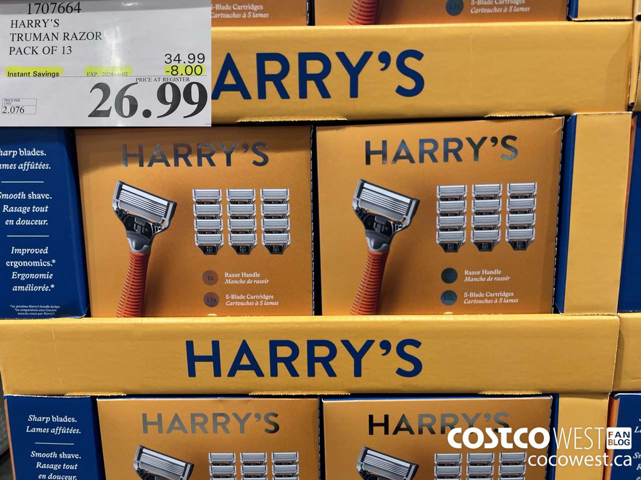 1707664 HARRY'S TRUMAN TRUMAN WET SHAVE RAZOR 13 CARTS + BLADE COVER ($8.00 INSTANT SAVINGS EXPIRES ON 2024-06-02) $26.99