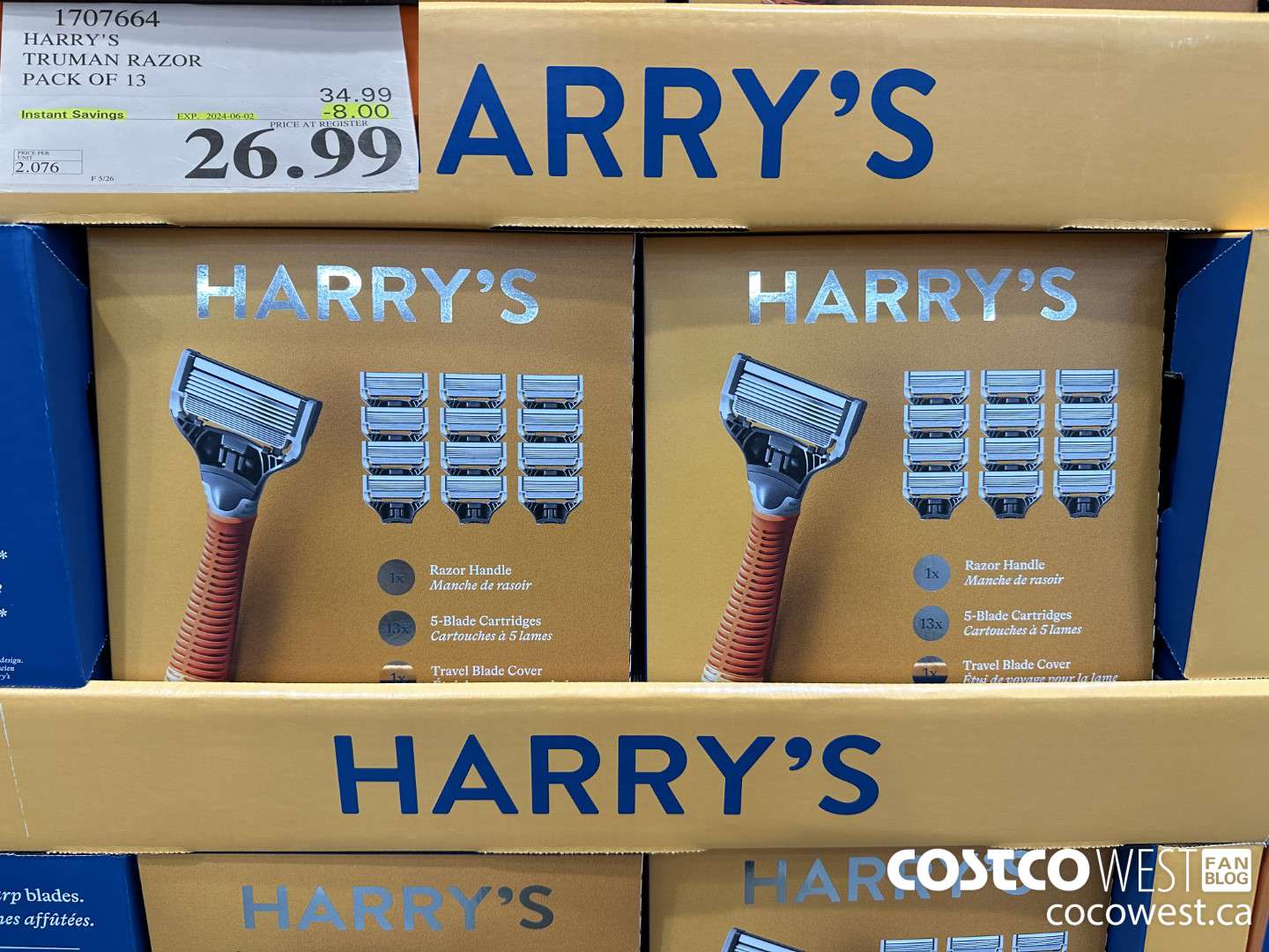 1707664 HARRY'S TRUMAN TRUMAN WET SHAVE RAZOR 13 CARTS + BLADE COVER ($8.00 INSTANT SAVINGS EXPIRES ON 2024-06-02) $26.99