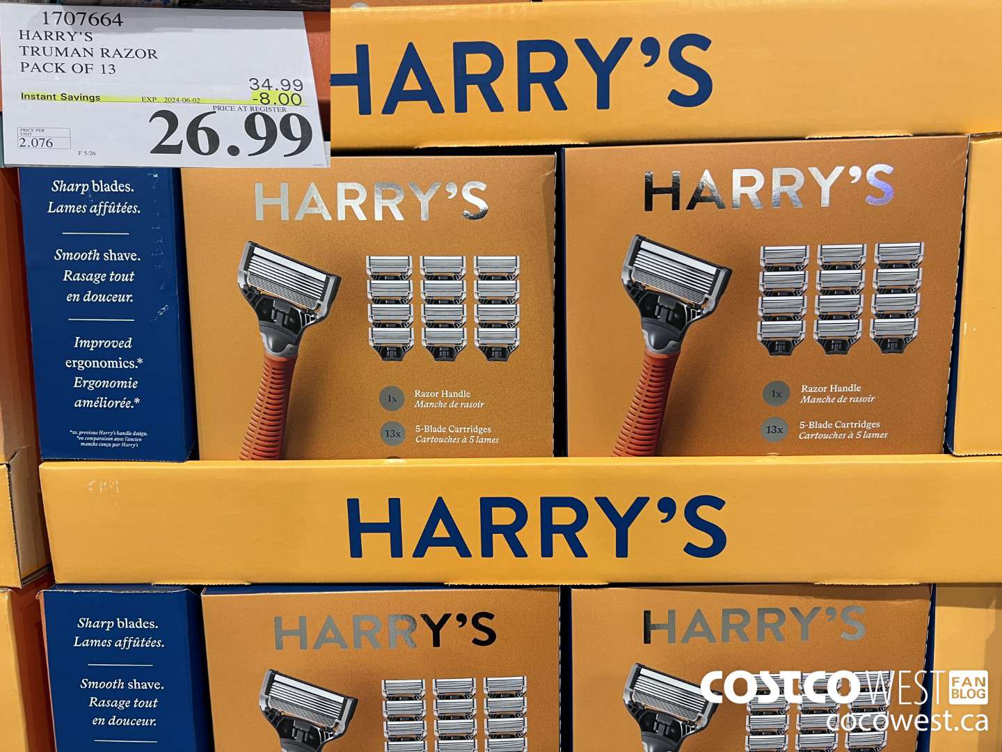 1707664 HARRY'S TRUMAN TRUMAN WET SHAVE RAZOR 13 CARTS + BLADE COVER ($8.00 INSTANT SAVINGS EXPIRES ON 2024-06-02) $26.99