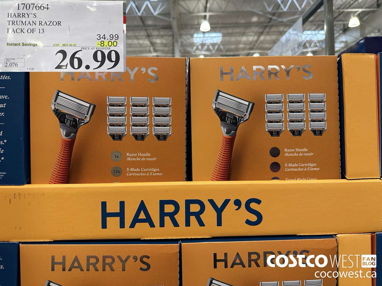 1707664 HARRY'S TRUMAN TRUMAN WET SHAVE RAZOR 13 CARTS + BLADE COVER ($8.00 INSTANT SAVINGS EXPIRES ON 2024-06-02) $26.99