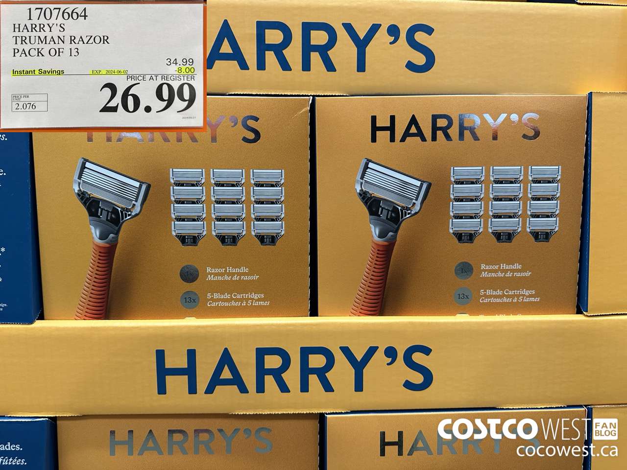 1707664 HARRY'S TRUMAN TRUMAN WET SHAVE RAZOR 13 CARTS + BLADE COVER ($8.00 INSTANT SAVINGS EXPIRES ON 2024-06-02) $26.99