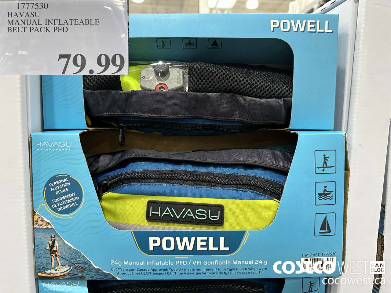 1777530 HAVASU MANUAL INFLATEABLE BELT PACK PFD $79.99