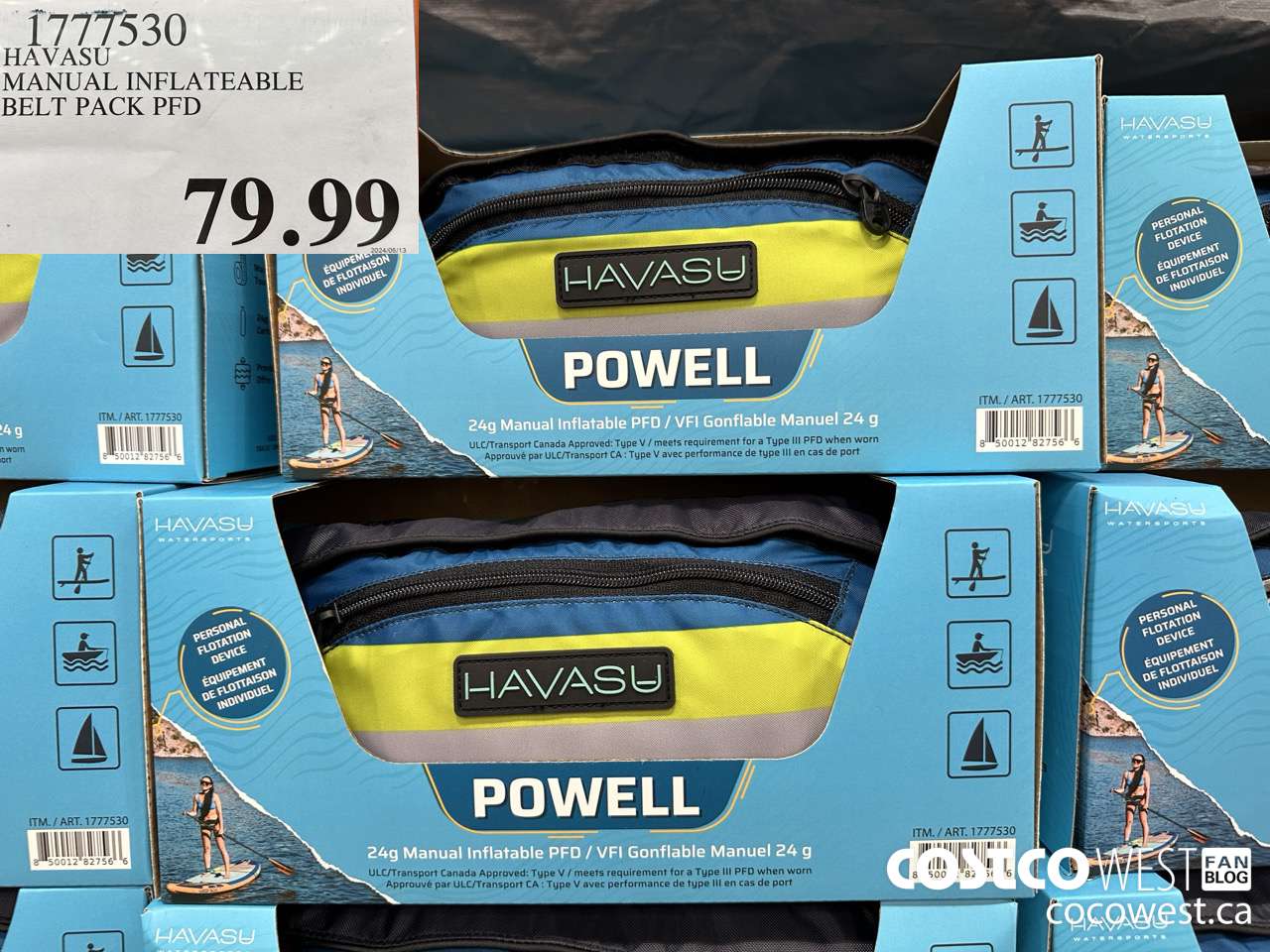 1777530 HAVASU MANUAL INFLATEABLE BELT PACK PFD $79.99