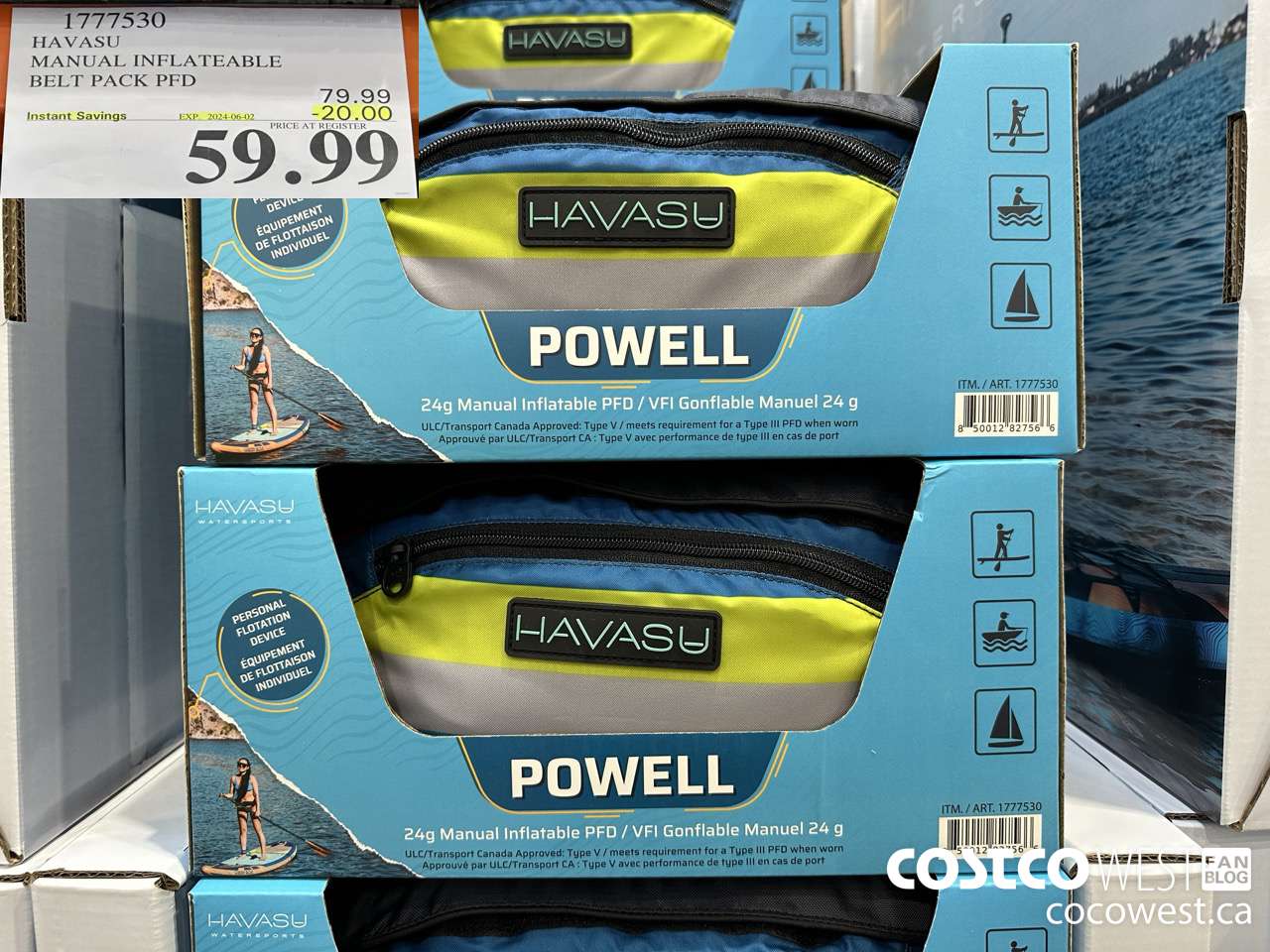 1777530 HAVASU MANUAL INFLATEABLE BELT PACK PFD ($20.00 INSTANT SAVINGS EXPIRES ON 2024-06-02) $59.99