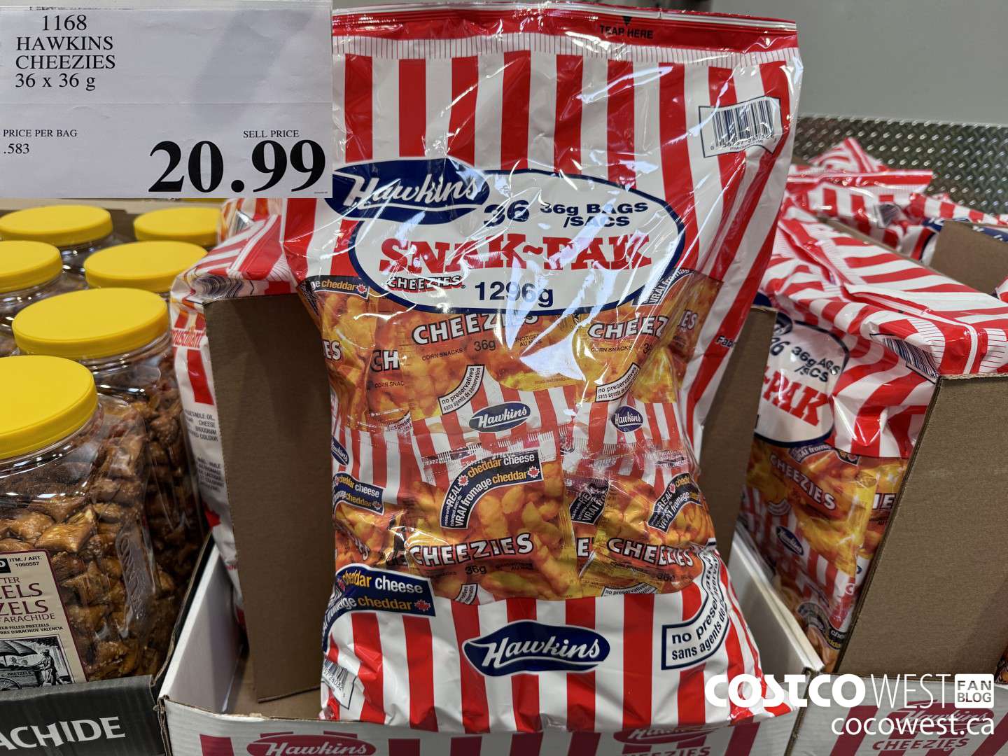 1168 HAWKINS CHEEZIES 36 X 36G $20.99