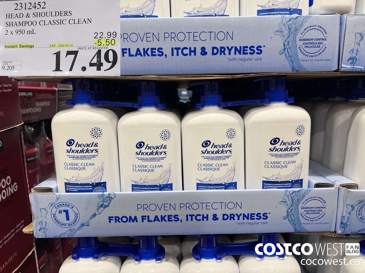 2312452 HEAD & SHOULDERS SHAMPOO CLASSIC CLEAN 2 X 950 ML ($5.50 INSTANT SAVINGS EXPIRES ON 2024-05-12) $17.49