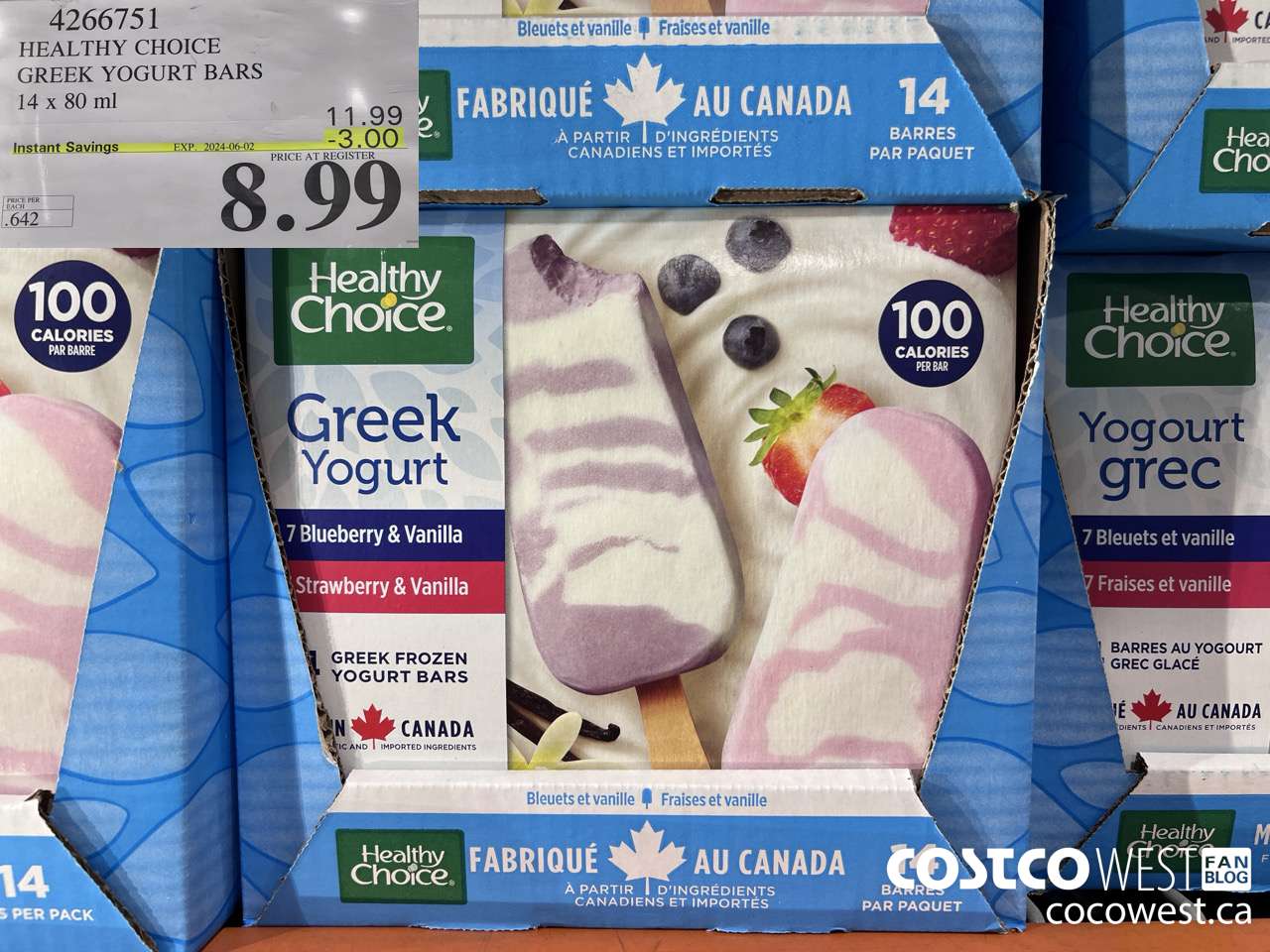 4266751 HEALTHY CHOICE GREEK YOGURT BARS 14 x 80 ml ($3.00 INSTANT SAVINGS EXPIRES ON 2024-06-02) $8.99