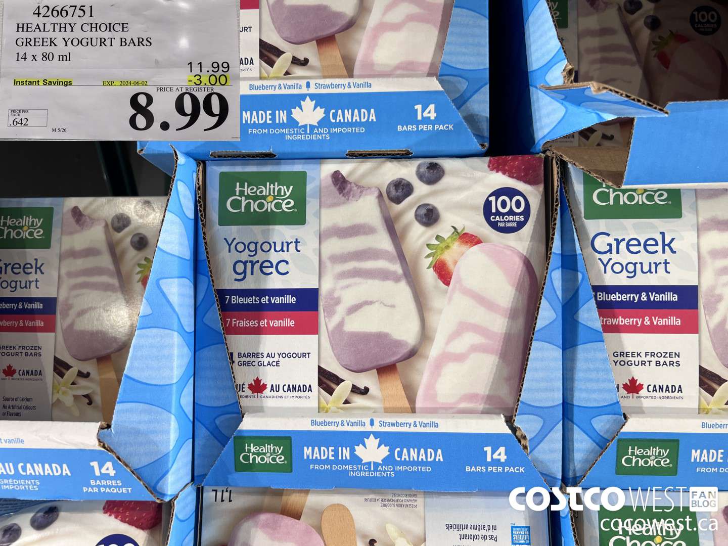 4266751 HEALTHY CHOICE GREEK YOGURT BARS 14 x 80 ml ($3.00 INSTANT SAVINGS EXPIRES ON 2024-06-02) $8.99