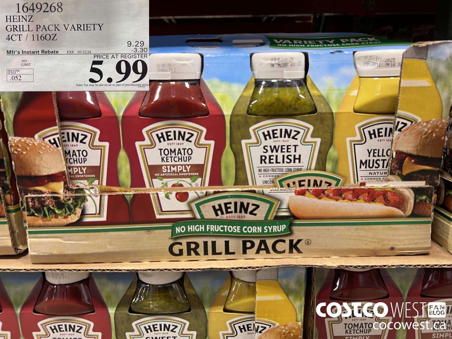 1649268 HEINZ GRILL PACK VARIETY 4CT / 116 OZ ($3.30 INSTANT SAVINGS EXPIRES ON 2024-05-12) $5.99