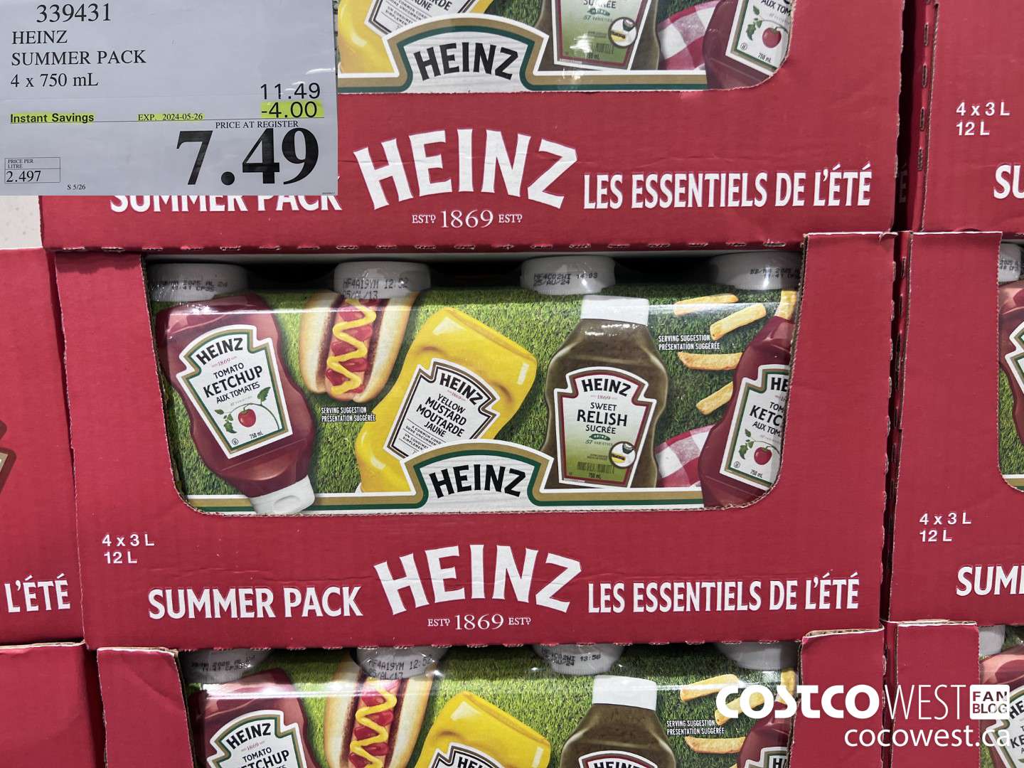 339431 HEINZ SUMMER PACK 4 X 750 ML ($4.00 INSTANT SAVINGS EXPIRES ON 2024-05-26) $7.49