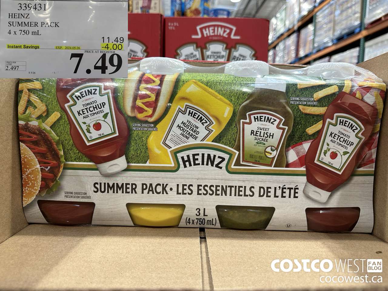 339431 HEINZ SUMMER PACK 4 X 750 ML ($4.00 INSTANT SAVINGS EXPIRES ON 2024-05-26) $7.49