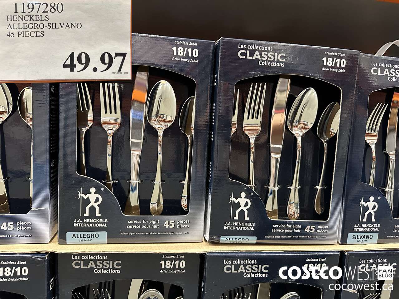 1197280 HENCKELS ALLEGRO FLATWARE SET 45 PIECES $49.97