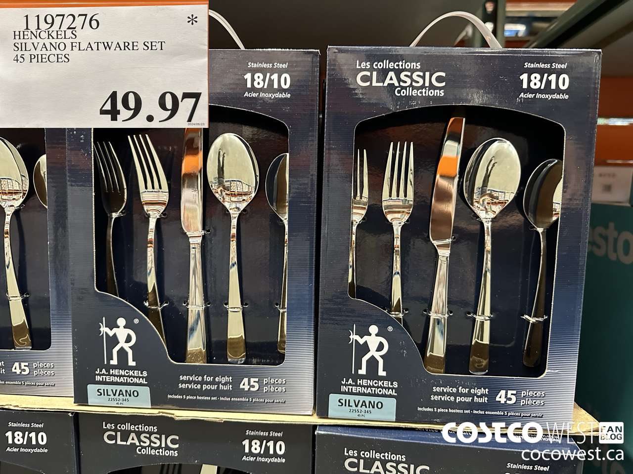 1197276 HENCKELS SILVANO FLATWARE SET 45 PIECES $49.97