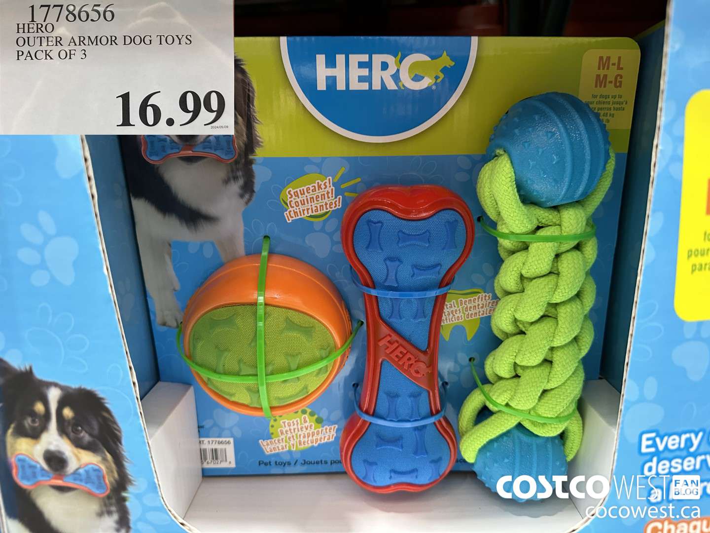 1778656 HERO OUTER ARMOR DOG TOYS PACK OF 3 $16.99