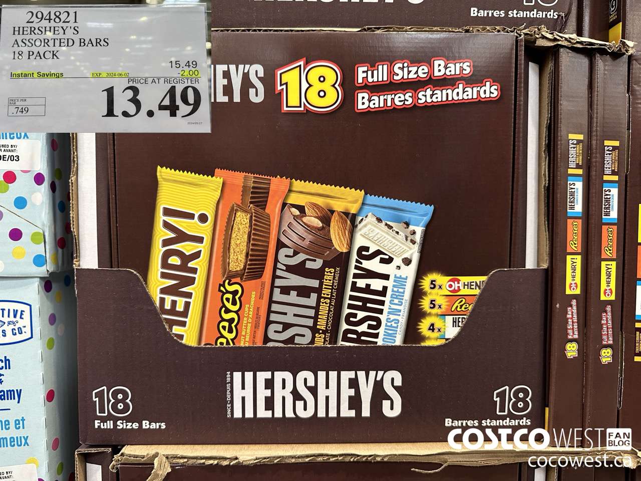 294821 HERSHEY'S ASSORTED BARS 18 PACK ($2.00 INSTANT SAVINGS EXPIRES ON 2024-06-02) $13.49