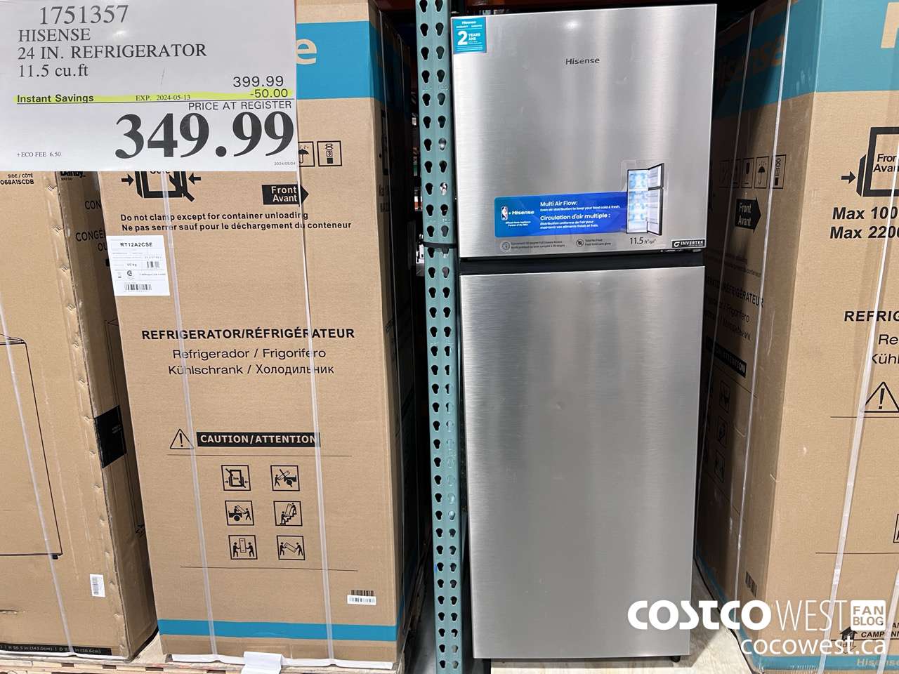 1751357 HISENSE 24 IN. REFRIGERATOR 11.5 CUFT ($50.00 INSTANT SAVINGS EXPIRES ON 2024-05-13) $349.99