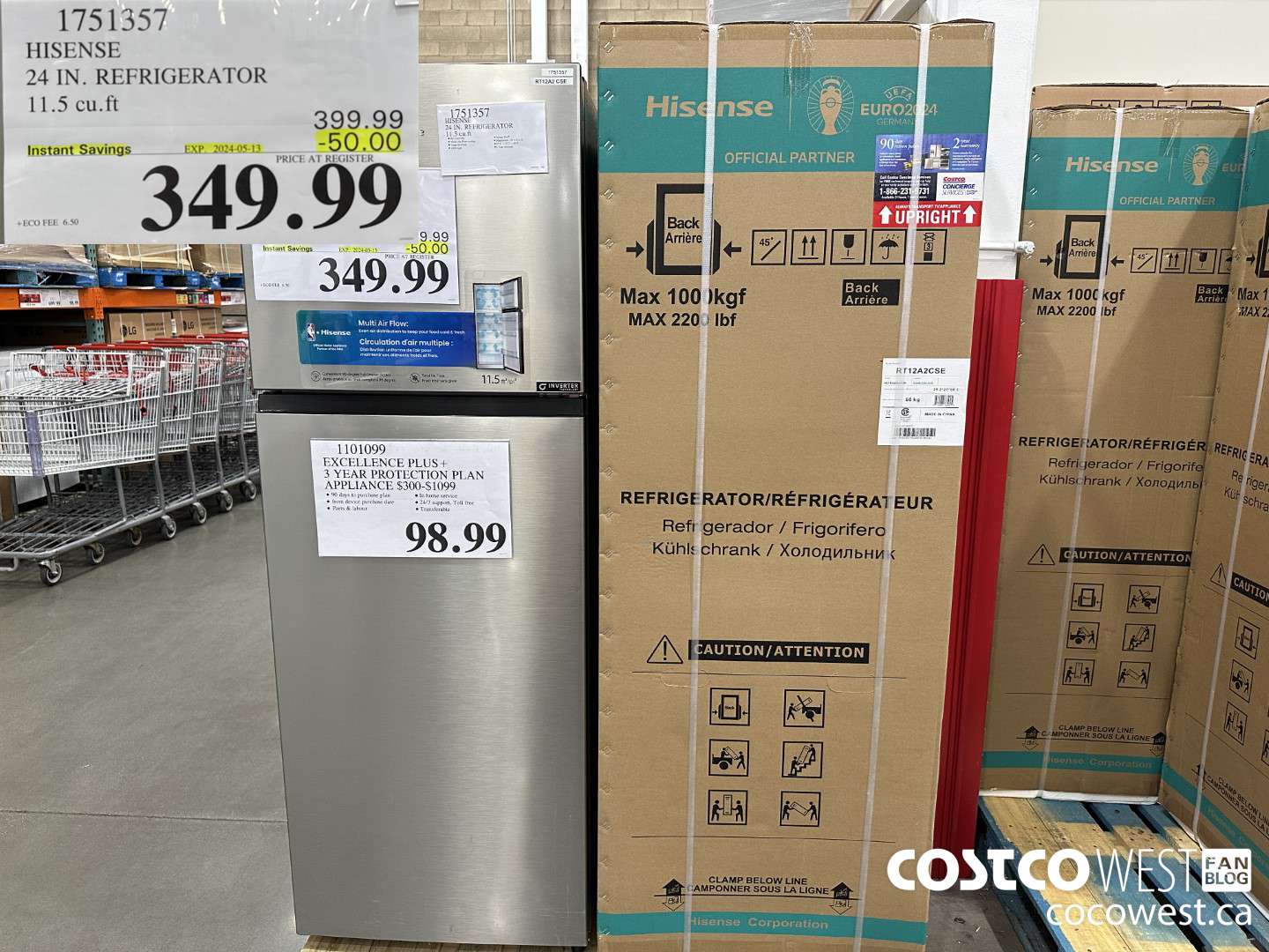1751357 HISENSE 24 IN. REFRIGERATOR 11.5 CUFT ($50.00 INSTANT SAVINGS EXPIRES ON 2024-05-13) $349.99