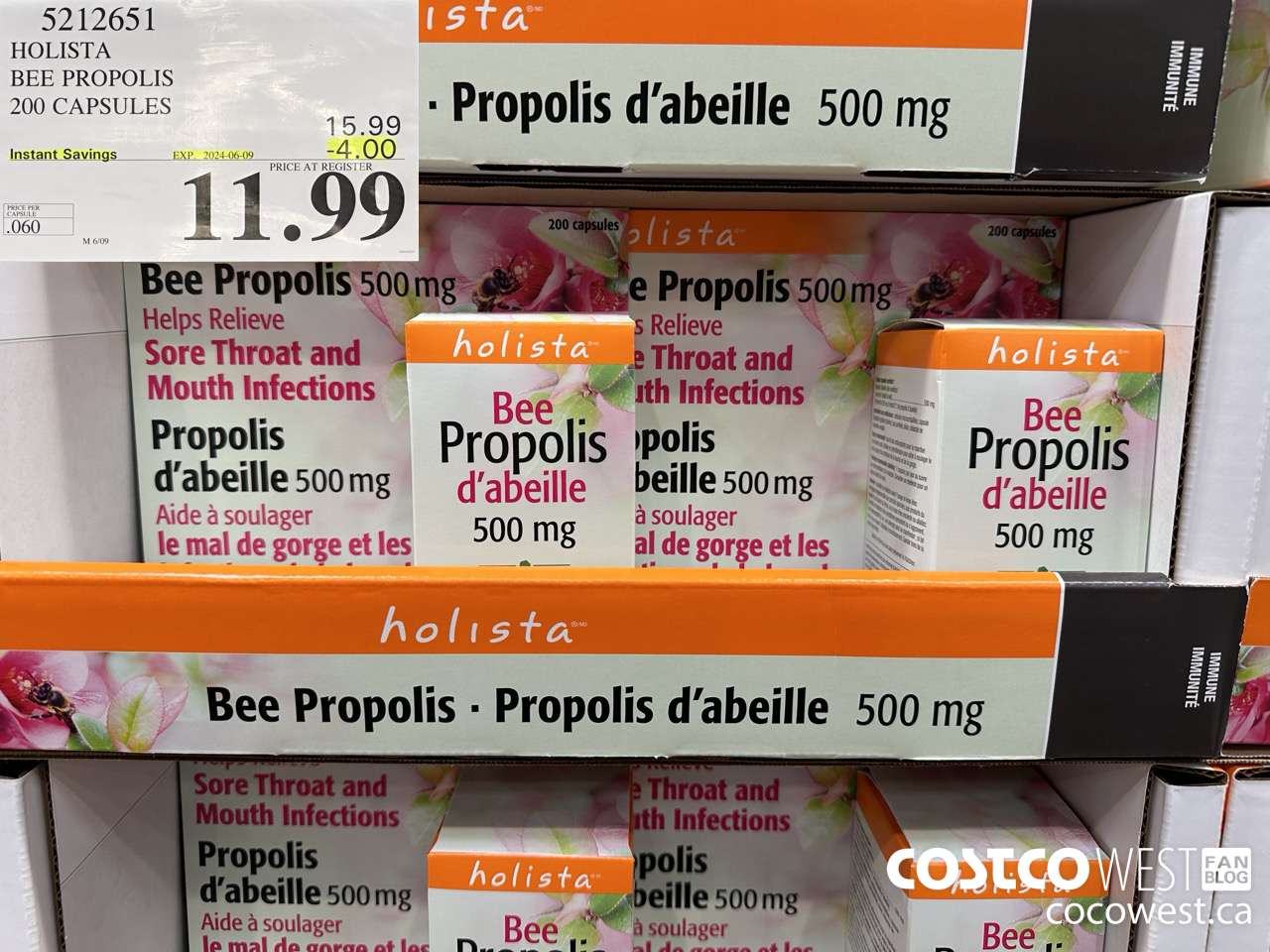 5212651 HOLISTA BEE PROPOLIS 200 CAPSULES ($4.00 INSTANT SAVINGS EXPIRES ON 2024-06-09) $11.99