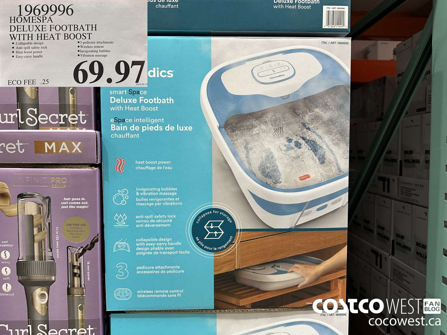 1969996 HOMESPA DELUXE FOOTBATH WITH HEAT BOOST $69.97