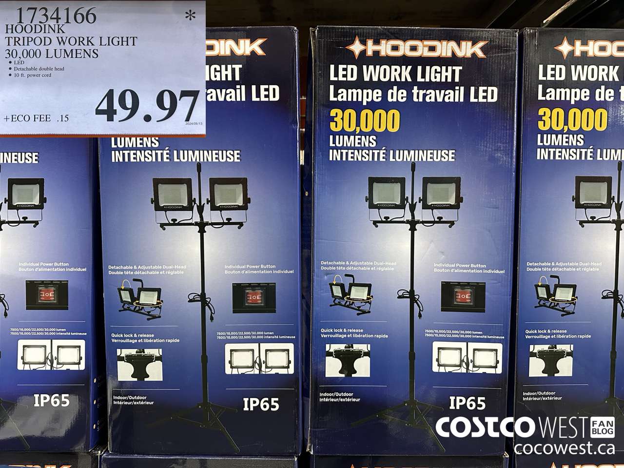 1734166 HOODINK TRIPOD WORK LIGHT 30,000 LUMENS $49.97