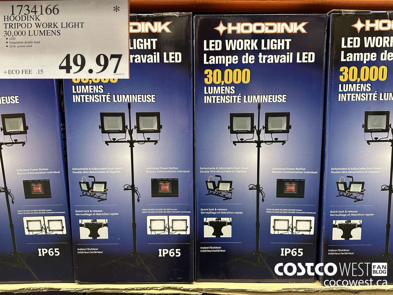 1734166 HOODINK TRIPOD WORK LIGHT 30,000 LUMENS $49.97