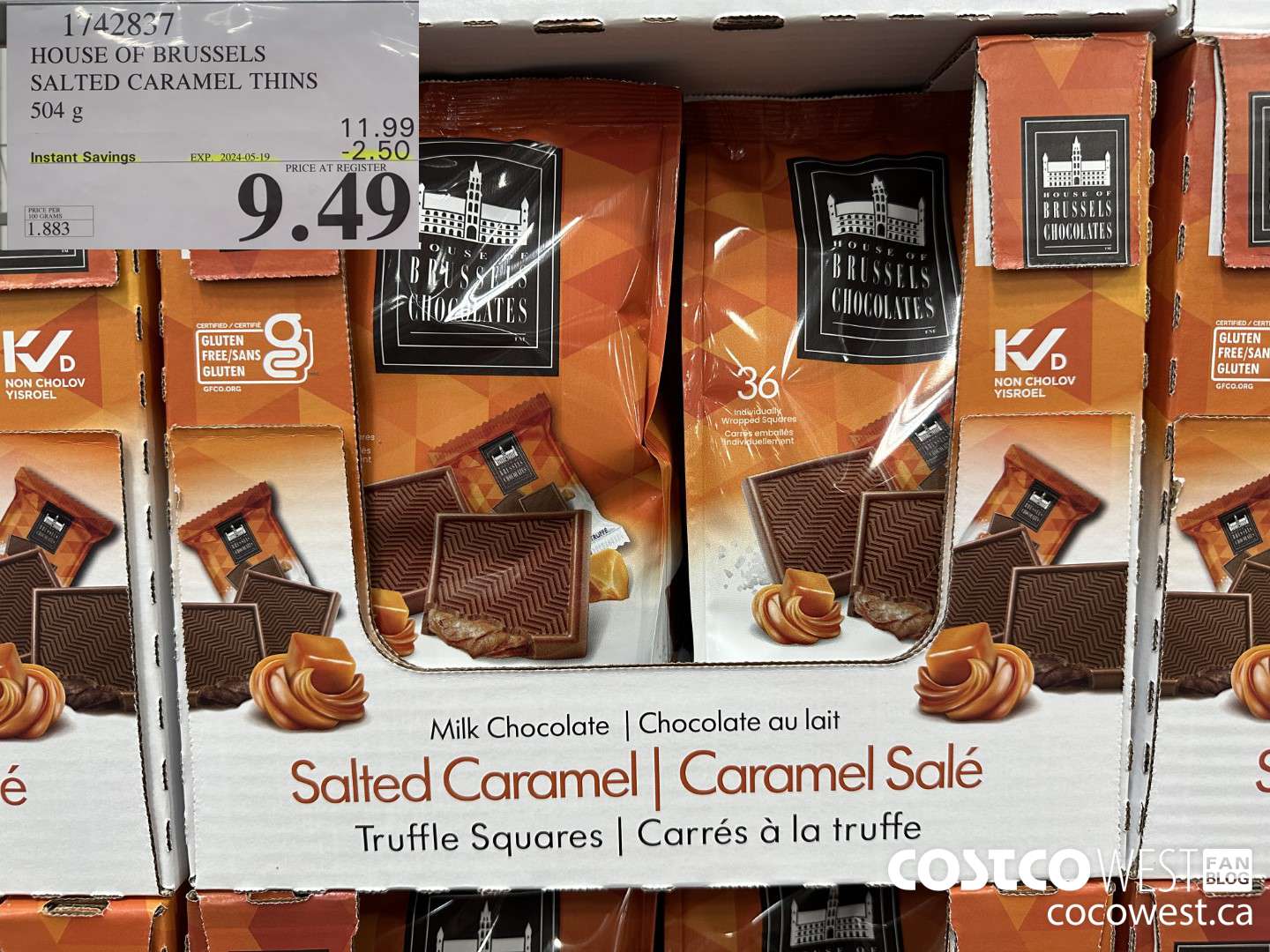 1742837 HOUSE OF BRUSSELS SALTED CARAMEL THINS 504 g ($2.50 INSTANT SAVINGS EXPIRES ON 2024-05-19) $9.49