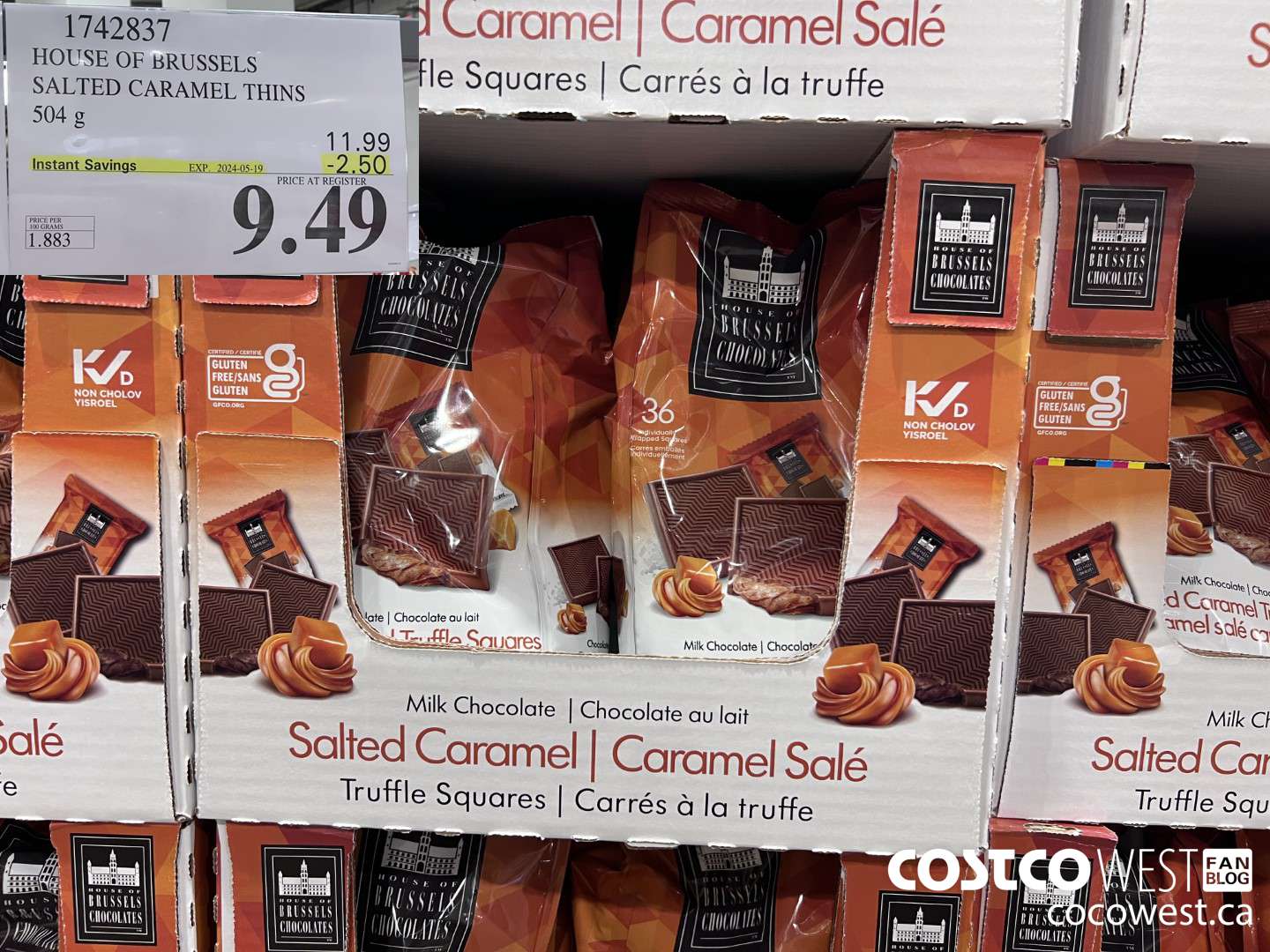 1742837 HOUSE OF BRUSSELS SALTED CARAMEL THINS 504 g ($2.50 INSTANT SAVINGS EXPIRES ON 2024-05-19) $9.49