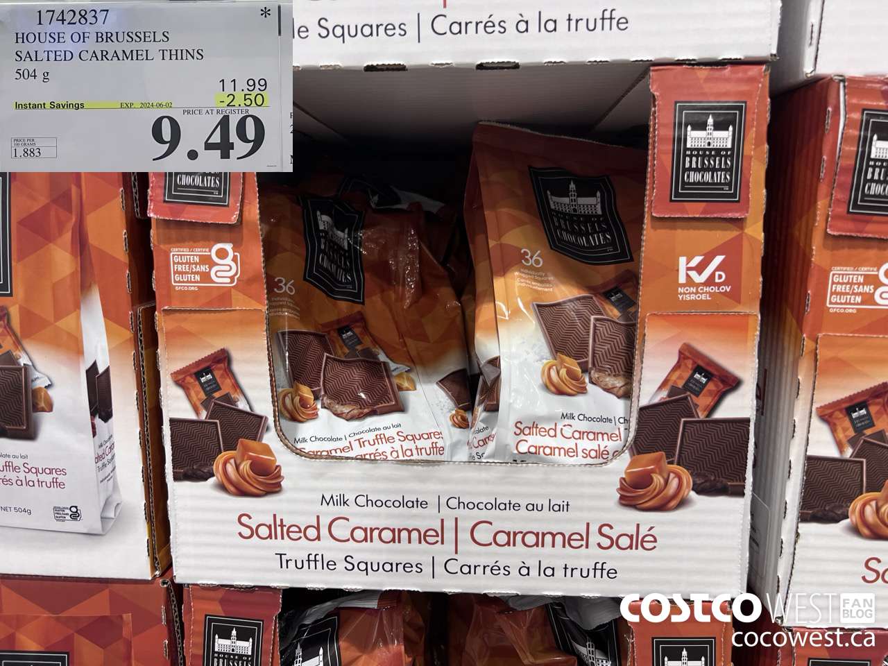 1742837 HOUSE OF BRUSSELS SALTED CARAMEL THINS 504 g ($2.50 INSTANT SAVINGS EXPIRES ON 2024-06-02) $9.49