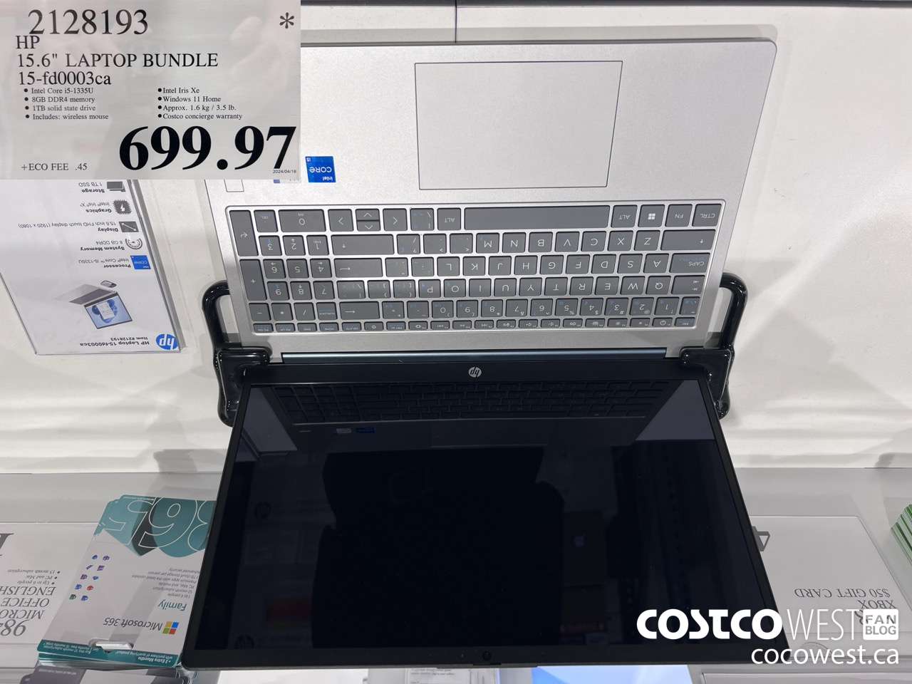 2128193 HP 15.6IN LAPTOP COMPUTER 15-FD0003CA $699.97