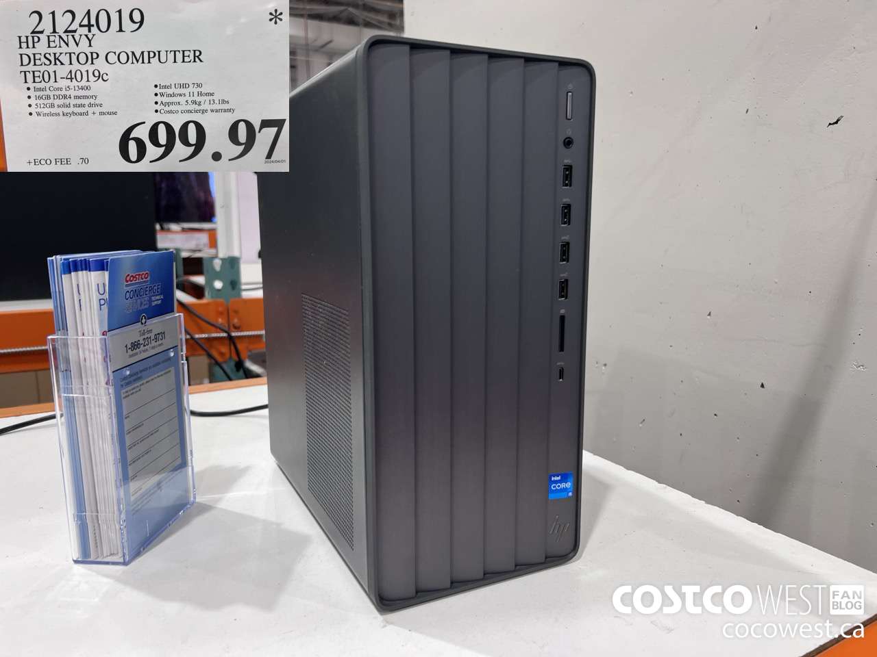 2124019 HP ENVY DESKTOP COMPUTER TE01-4019C $699.97
