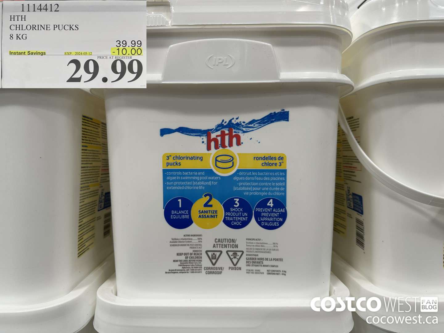 1114412 HTH CHLORINE PUCKS 8 KG ($10.00 INSTANT SAVINGS EXPIRES ON 2024-05-12) $29.99