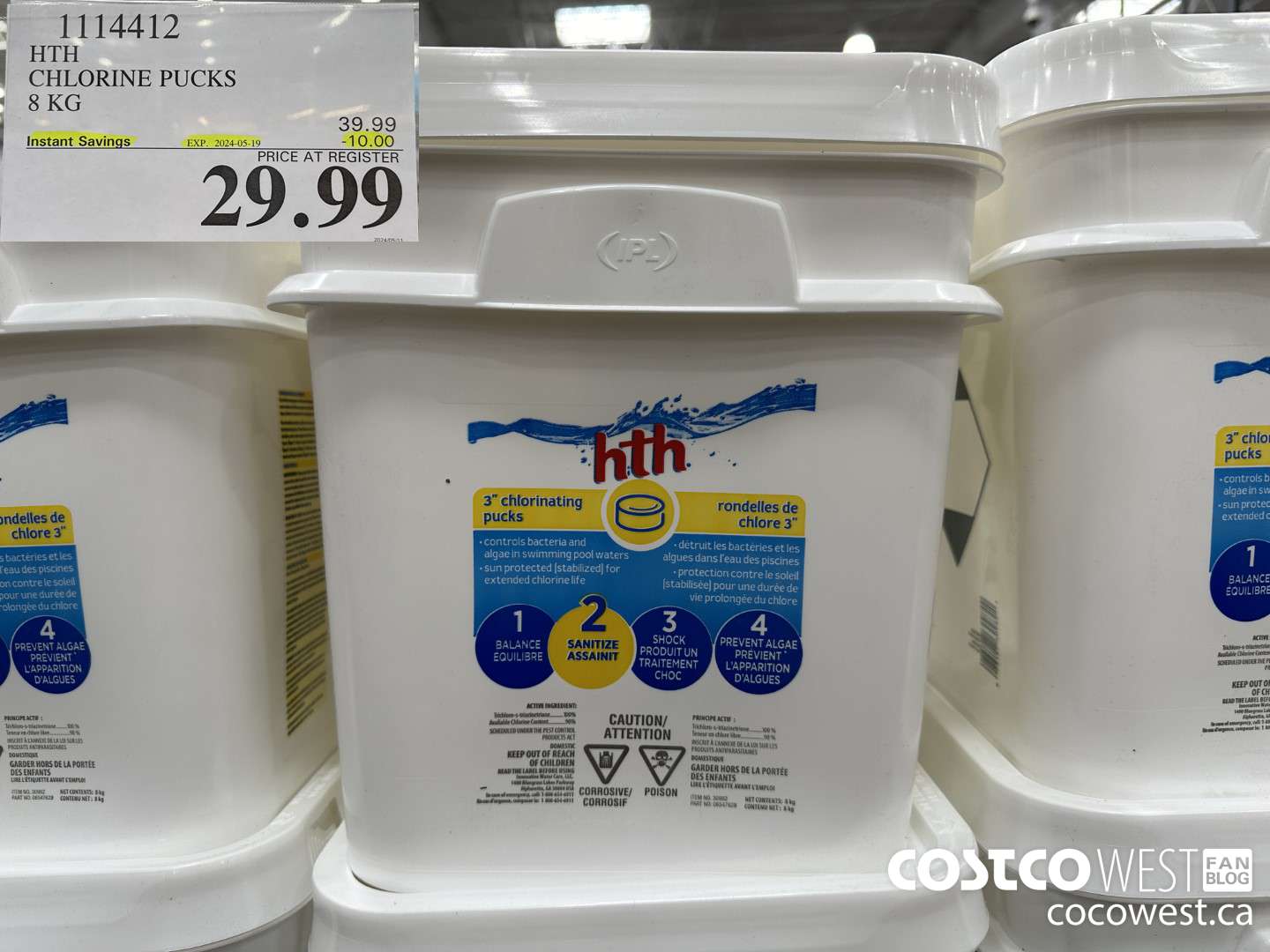 1114412 HTH CHLORINE PUCKS 8 KG ($10.00 INSTANT SAVINGS EXPIRES ON 2024-05-19) $29.99