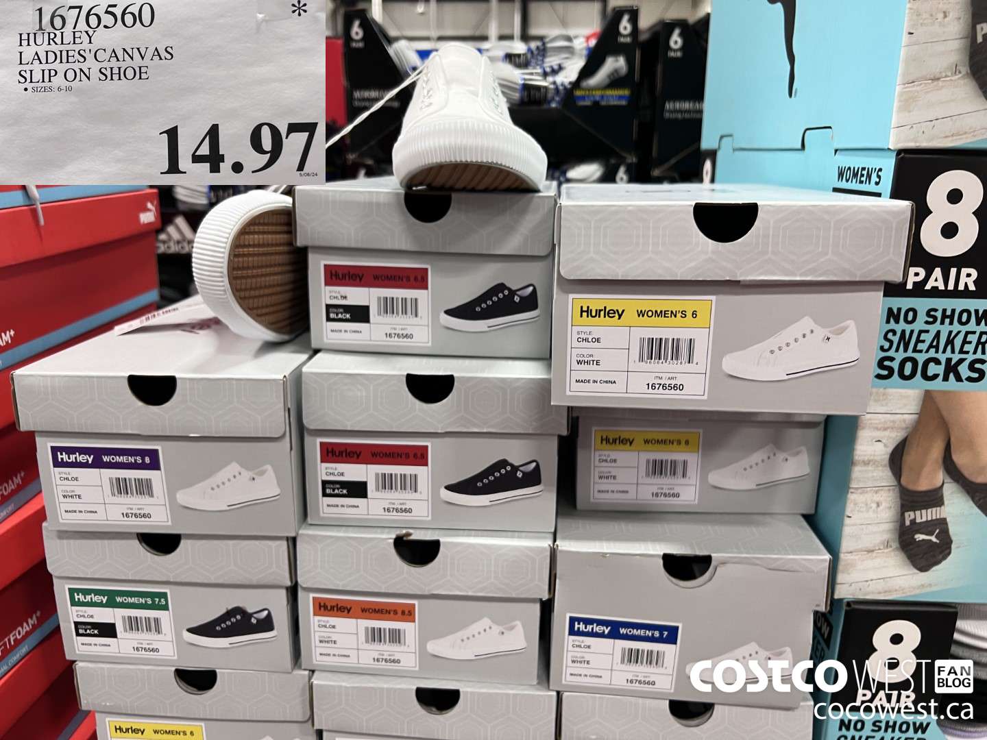 1676560 HURLEY LADIES' CANVAS SLIP ON SHOE $14.97