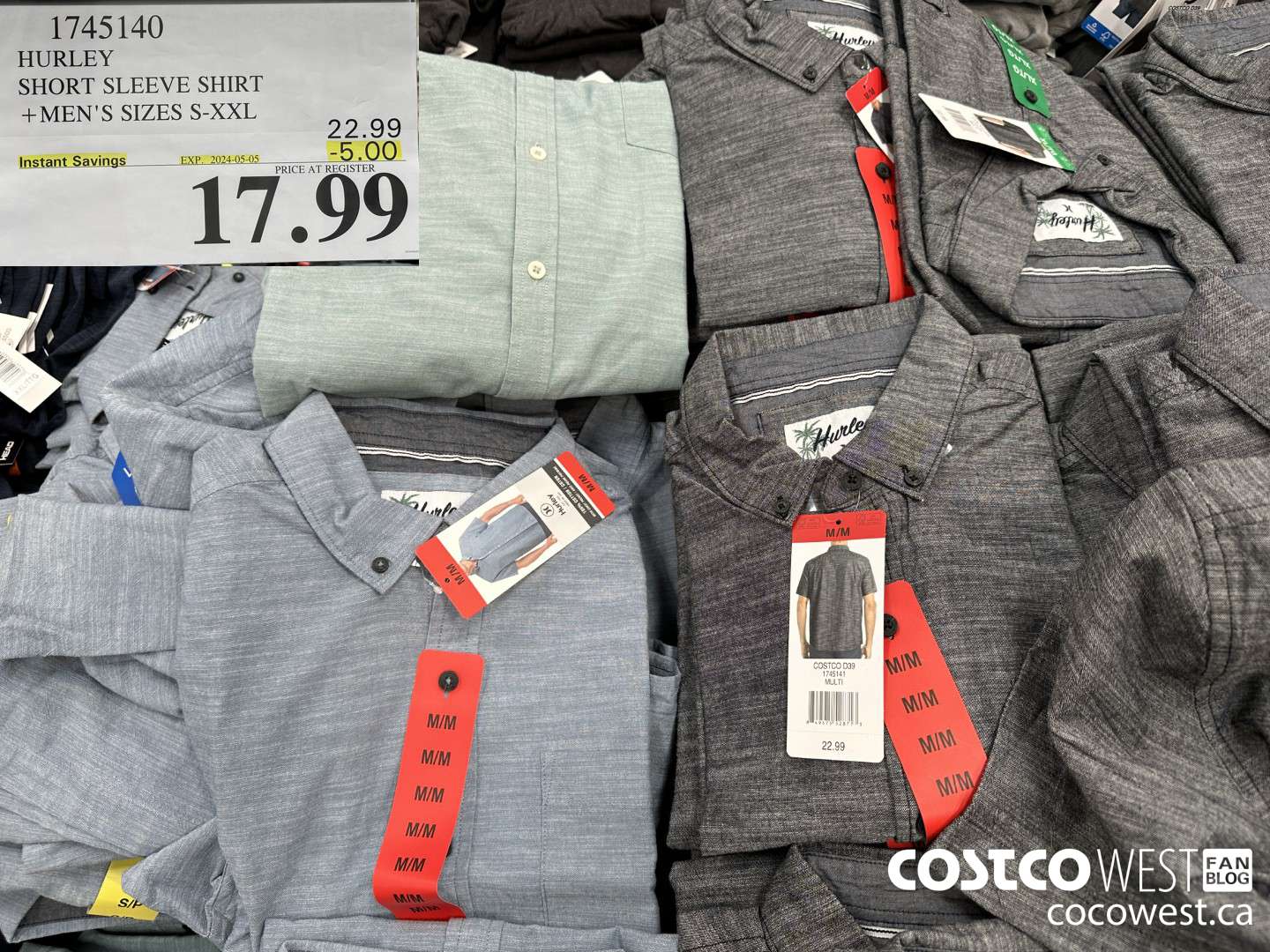 1745140 HURLEY SHORT SLEEVE SHIRT MEN'S SIZES S-XXL ($5.00 INSTANT SAVINGS EXPIRES ON 2024-05-05) $17.99