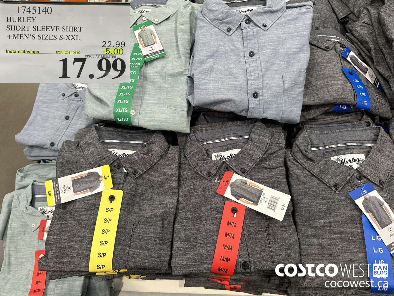 1745140 HURLEY SHORT SLEEVE SHIRT MEN'S SIZES S-XXL ($5.00 INSTANT SAVINGS EXPIRES ON 2024-06-02) $17.99