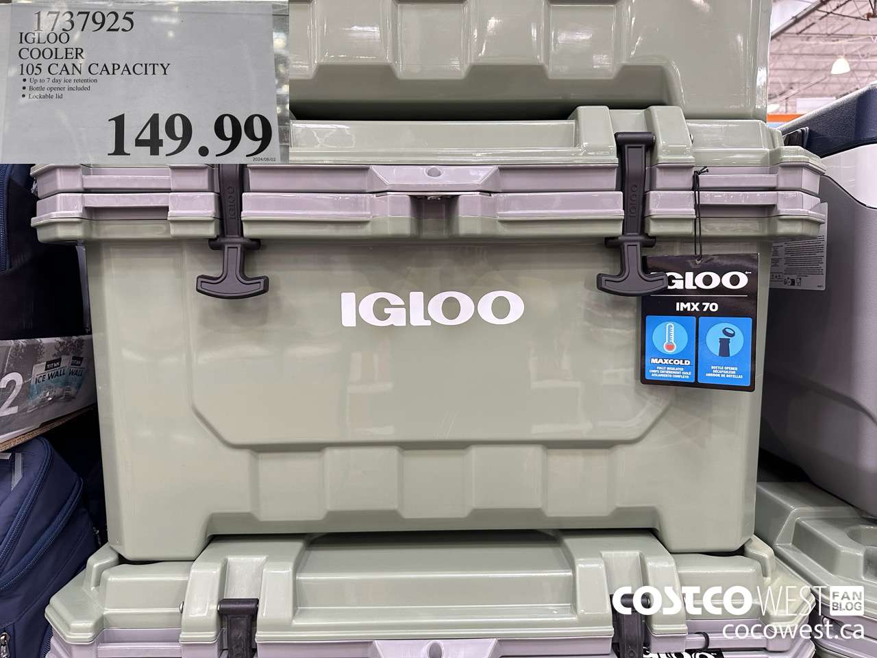 1737925 IGLOO COOLER 105 CAN CAPACITY $149.99