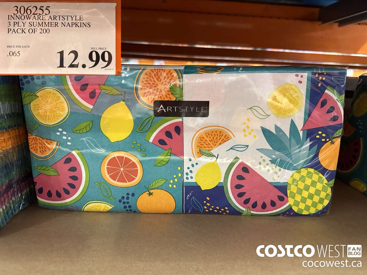 306255 INNOWARE ARTSTYLE 3 PLY SUMMER NAPKINS PACK OF 200 $12.99