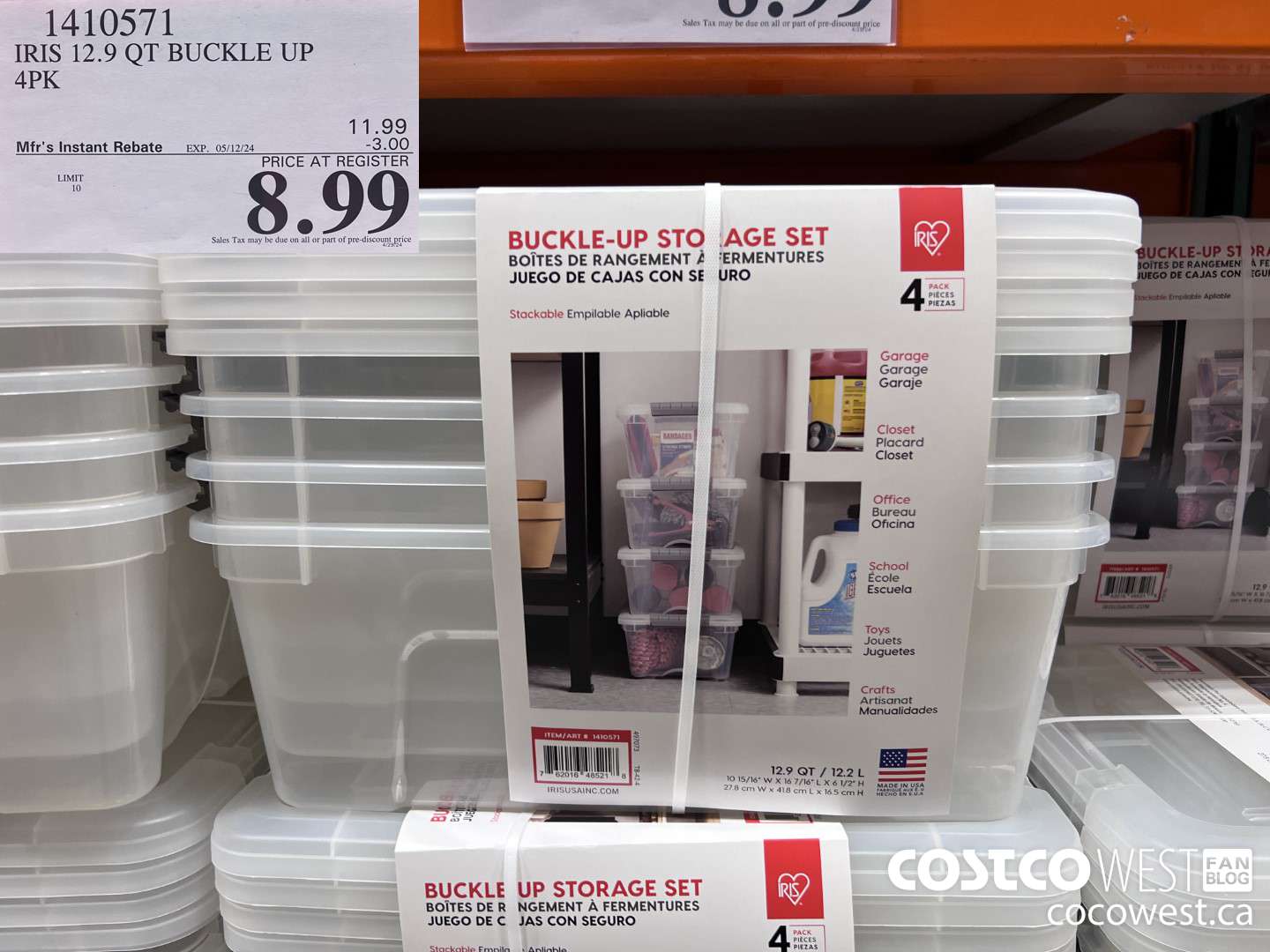 1410571 IRIS 12.9 QT BUCKLE UP 4PK ($3.00 INSTANT SAVINGS EXPIRES ON 2024-05-12) $8.99