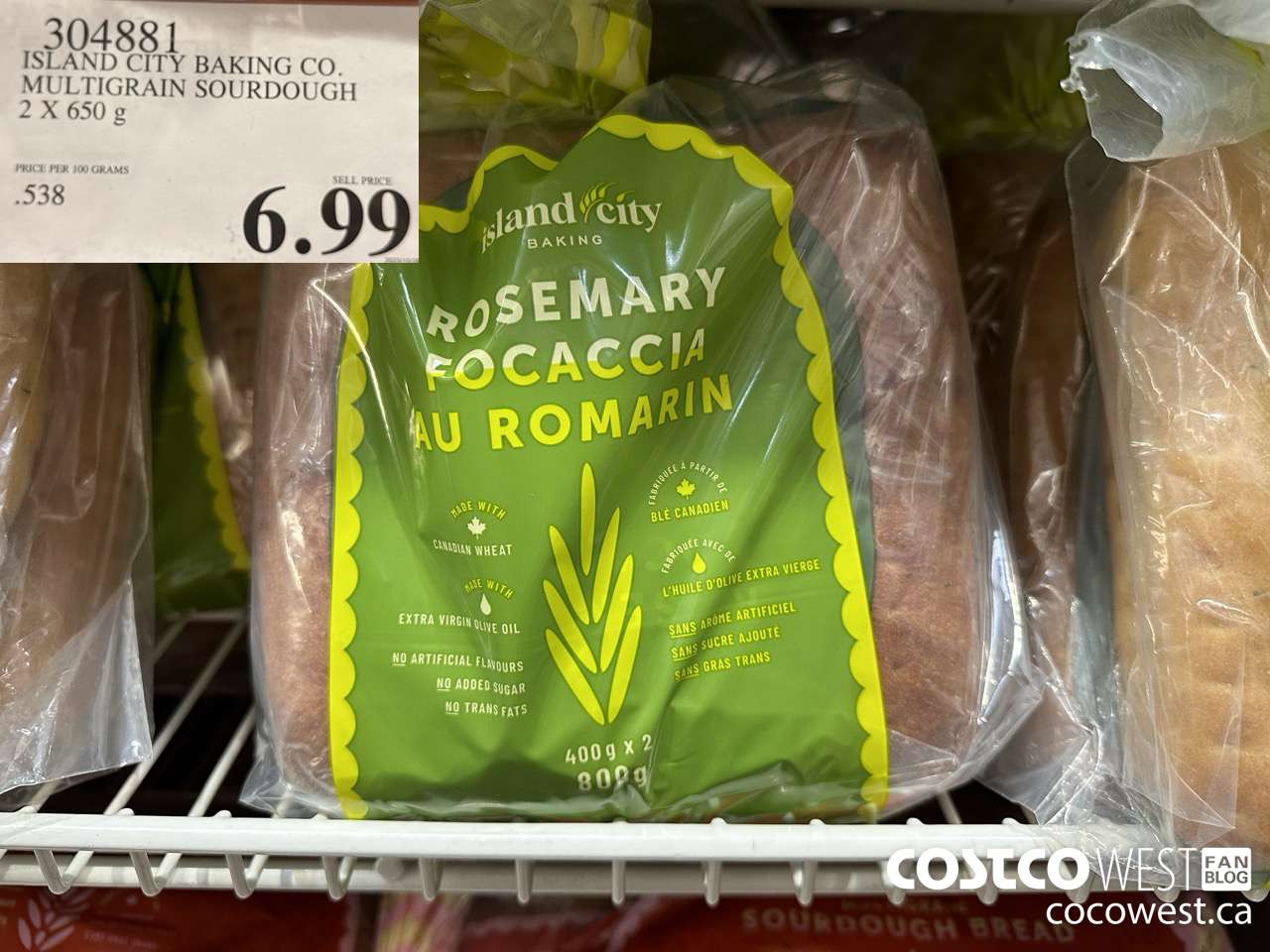 304881 ISLAND CITY BAKING CO. MULTIGRAIN SOURDOUGH SLICED 2 X 650 G $6.99