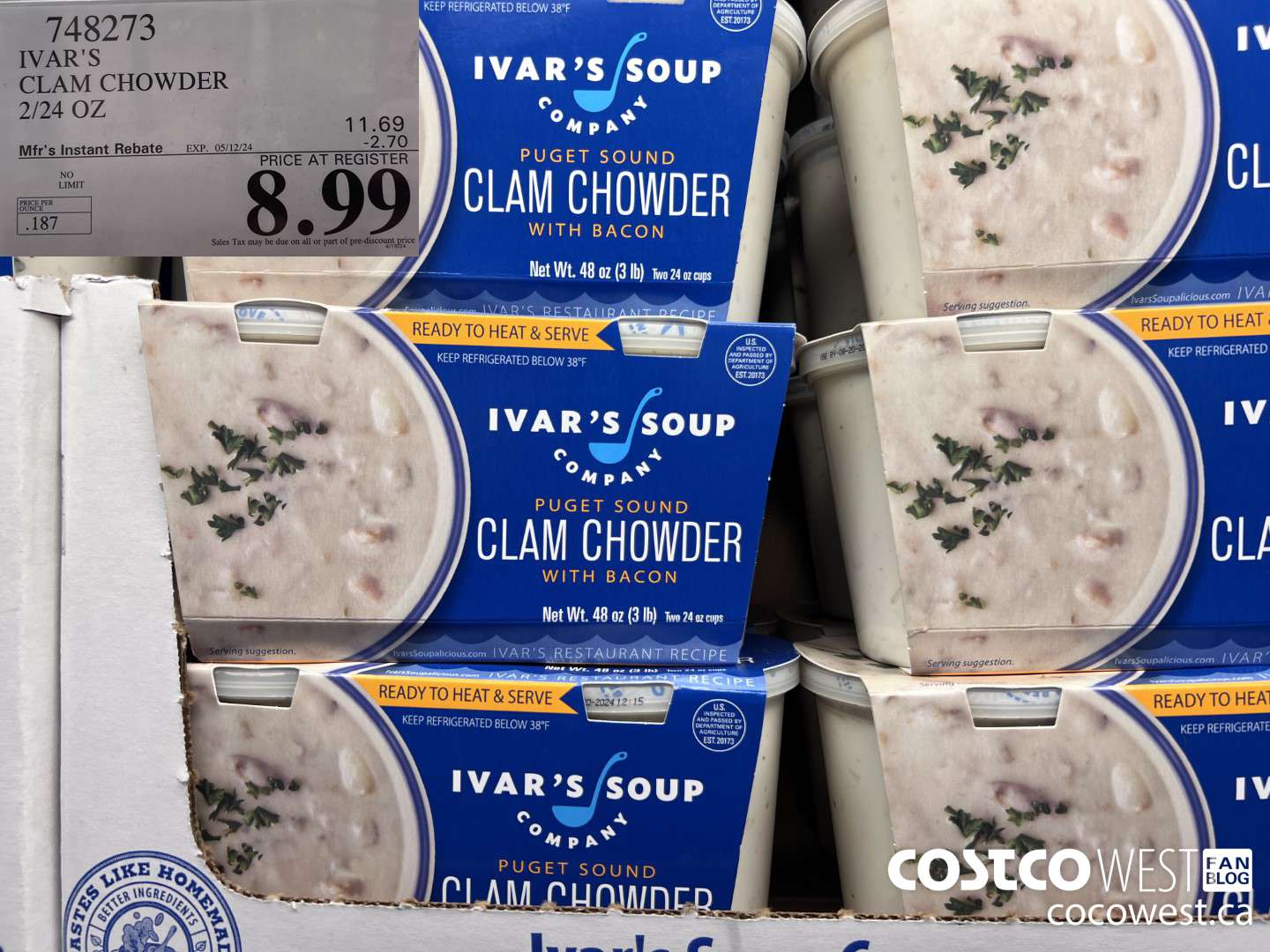 748273 IVAR'S CLAM CHOWDER 2/24 OZ ($2.70 INSTANT SAVINGS EXPIRES ON 2024-05-12) $8.99