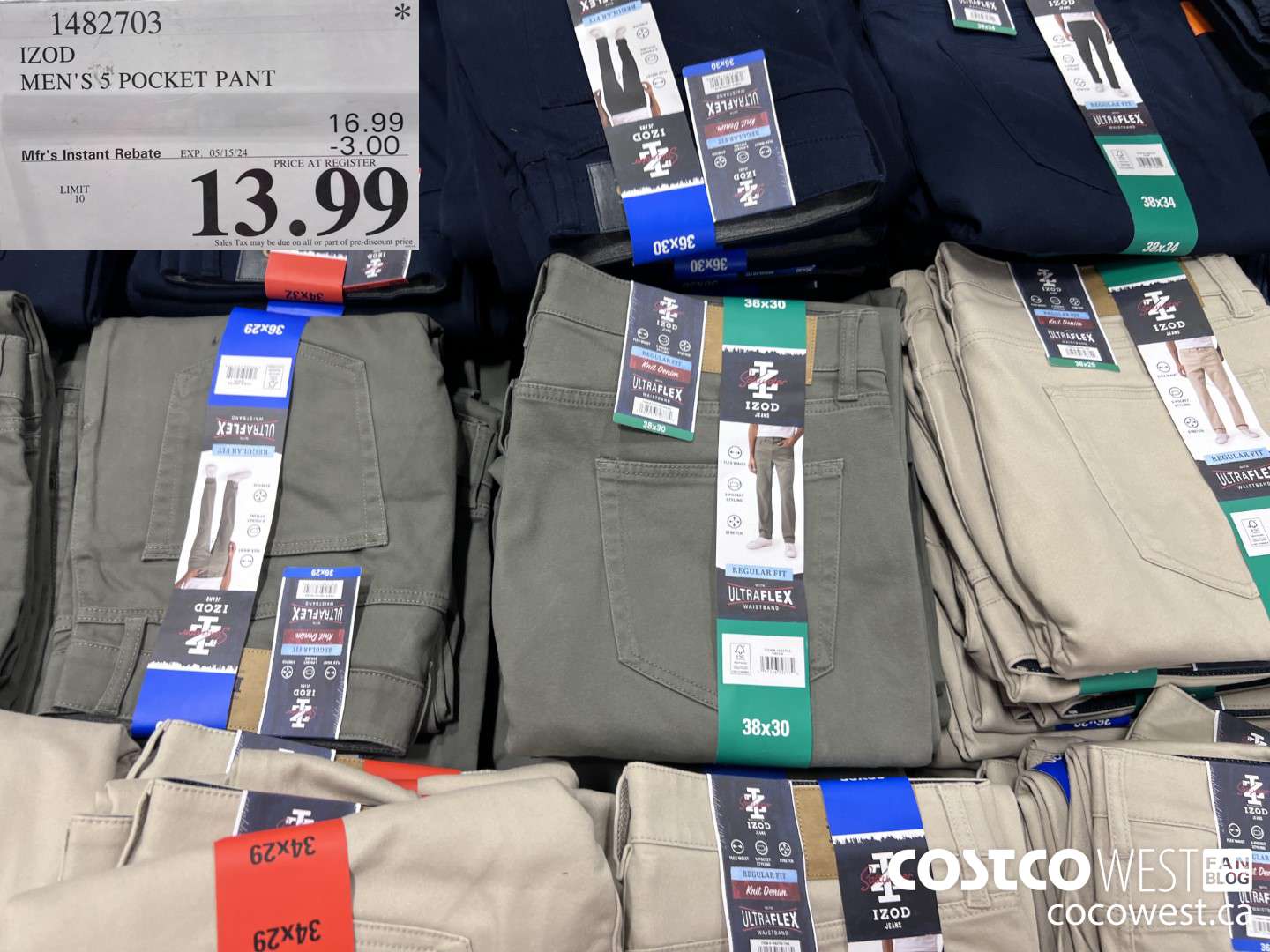 1482703 IZOD MEN'S 5 POCKET PANT ($3.00 INSTANT SAVINGS EXPIRES ON 2024-05-15) $13.99