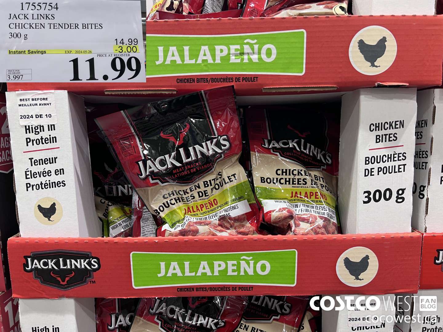 1755754 JACK LINKS CHICKEN TENDER BITES 300G ($3.00 INSTANT SAVINGS EXPIRES ON 2024-05-26) $11.99