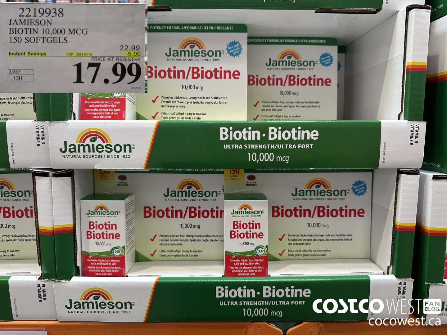 2219938 JAMIESON BIOTIN 10,000 MCG 150 SOFTGELS ($5.00 INSTANT SAVINGS EXPIRES ON 2024-05-05) $17.99