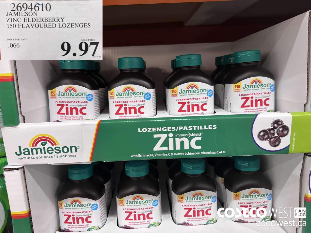 2694610 JAMIESON ZINC ELDERBERRY 150 FLAVOURED LOZENGES $9.97