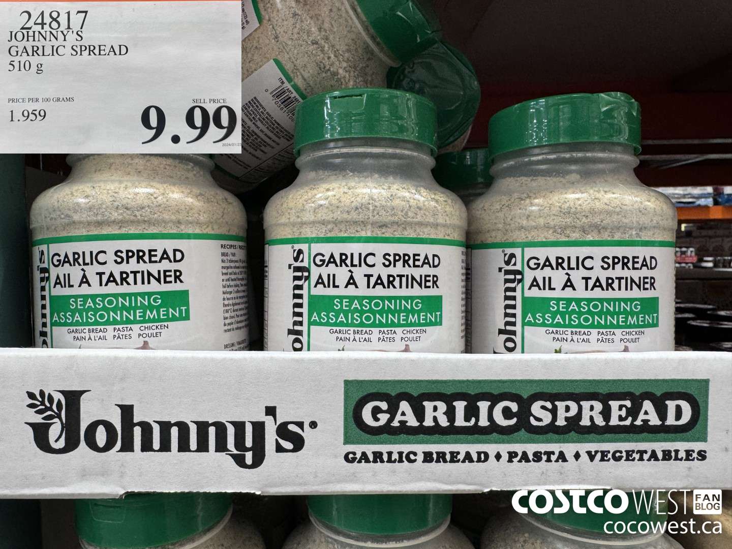 24817 JOHNNY'S GARLIC SPREAD 510 g $9.99
