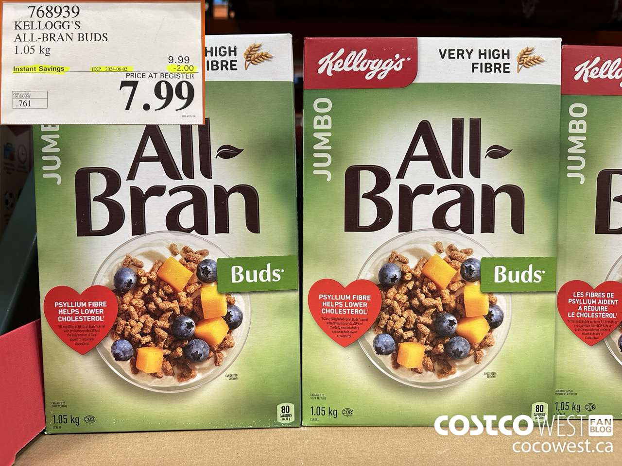 768939 KELLOGG'S ALL-BRAN BUDS 1050 G ($2.00 INSTANT SAVINGS EXPIRES ON 2024-06-02) $7.99