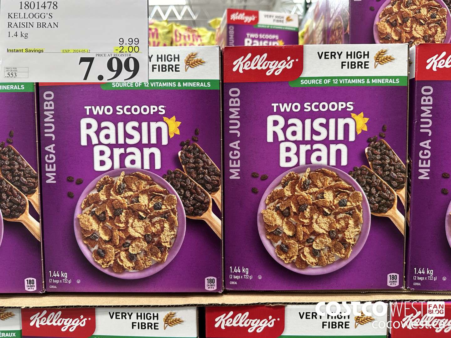 1801478 KELLOGG'S RAISIN BRAN 1.4KG ($2.00 INSTANT SAVINGS EXPIRES ON 2024-05-12) $7.99