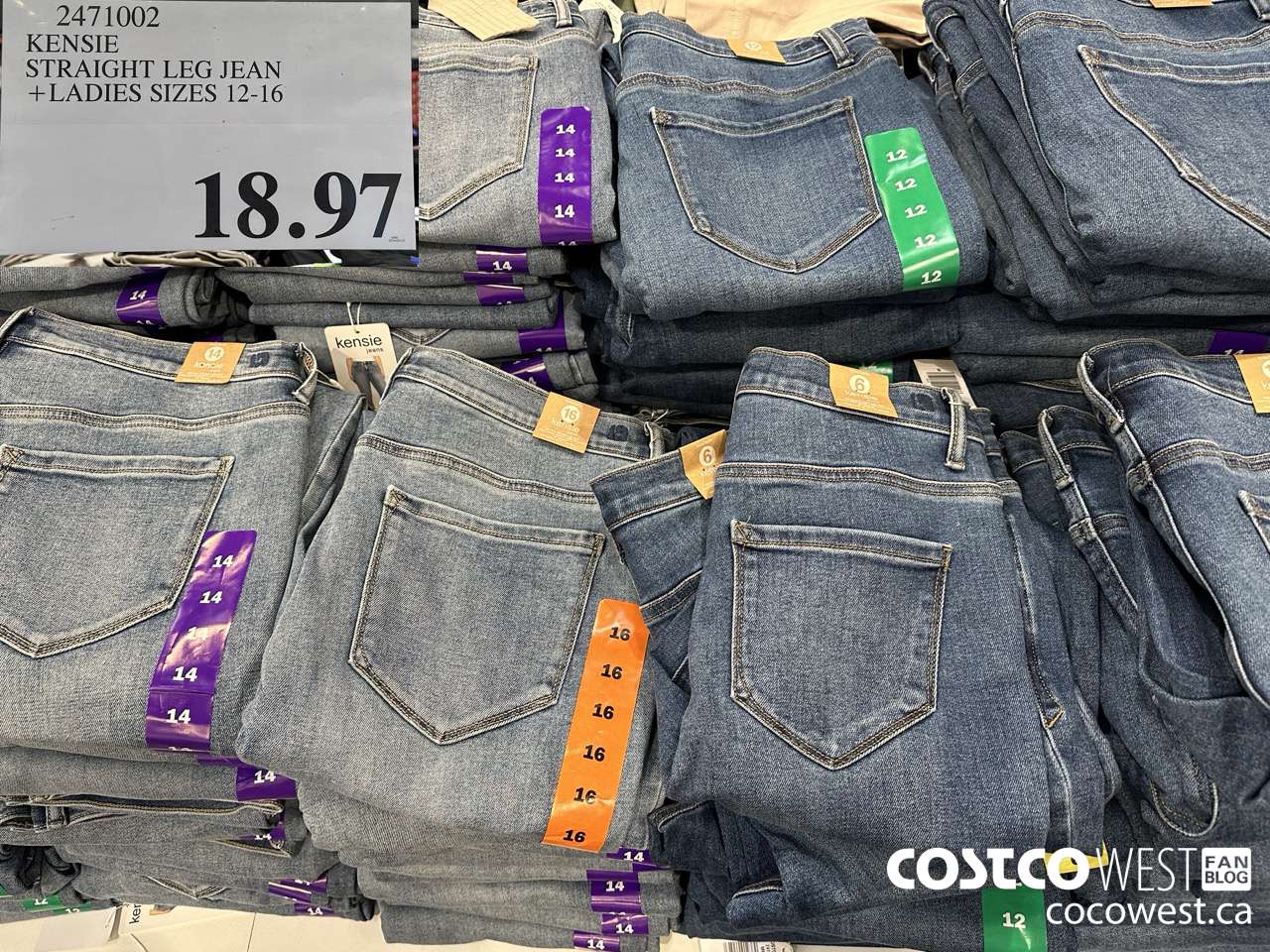 2471002 KENSIE STRAIGHT LEG JEAN LADIES SIZES 12-16 $18.97