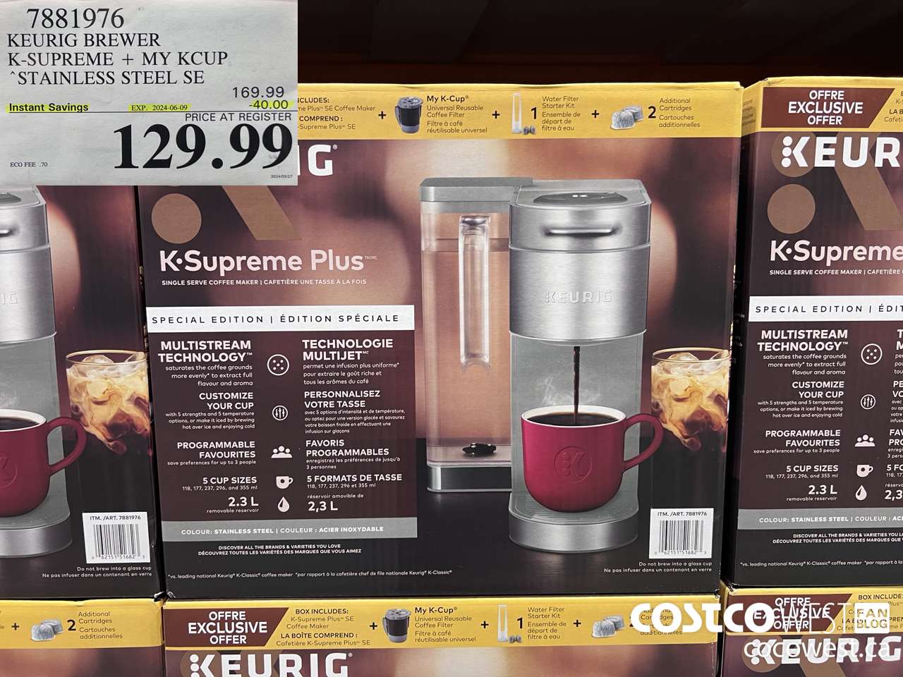 7881976 KEURIG BREWER K-SUPREME + MY KCUP STAINLESS STEEL SE ($40.00 INSTANT SAVINGS EXPIRES ON 2024-06-09) $129.99