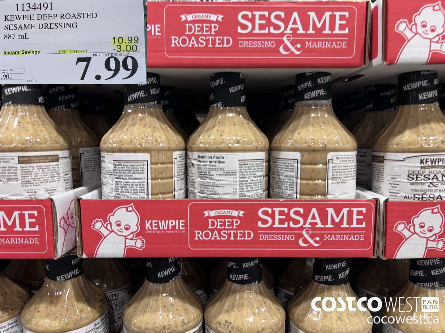 1134491 KEWPIE DEEP ROASTED SESAME DRESSING 887 mL ($3.00 INSTANT SAVINGS EXPIRES ON 2024-06-02) $7.99